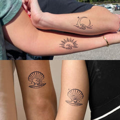 UBICA moon sun wave shell tattoo with celestial and ocean vibes