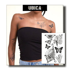 UBICA moth and grass tattoo collection with realistic botanical designs