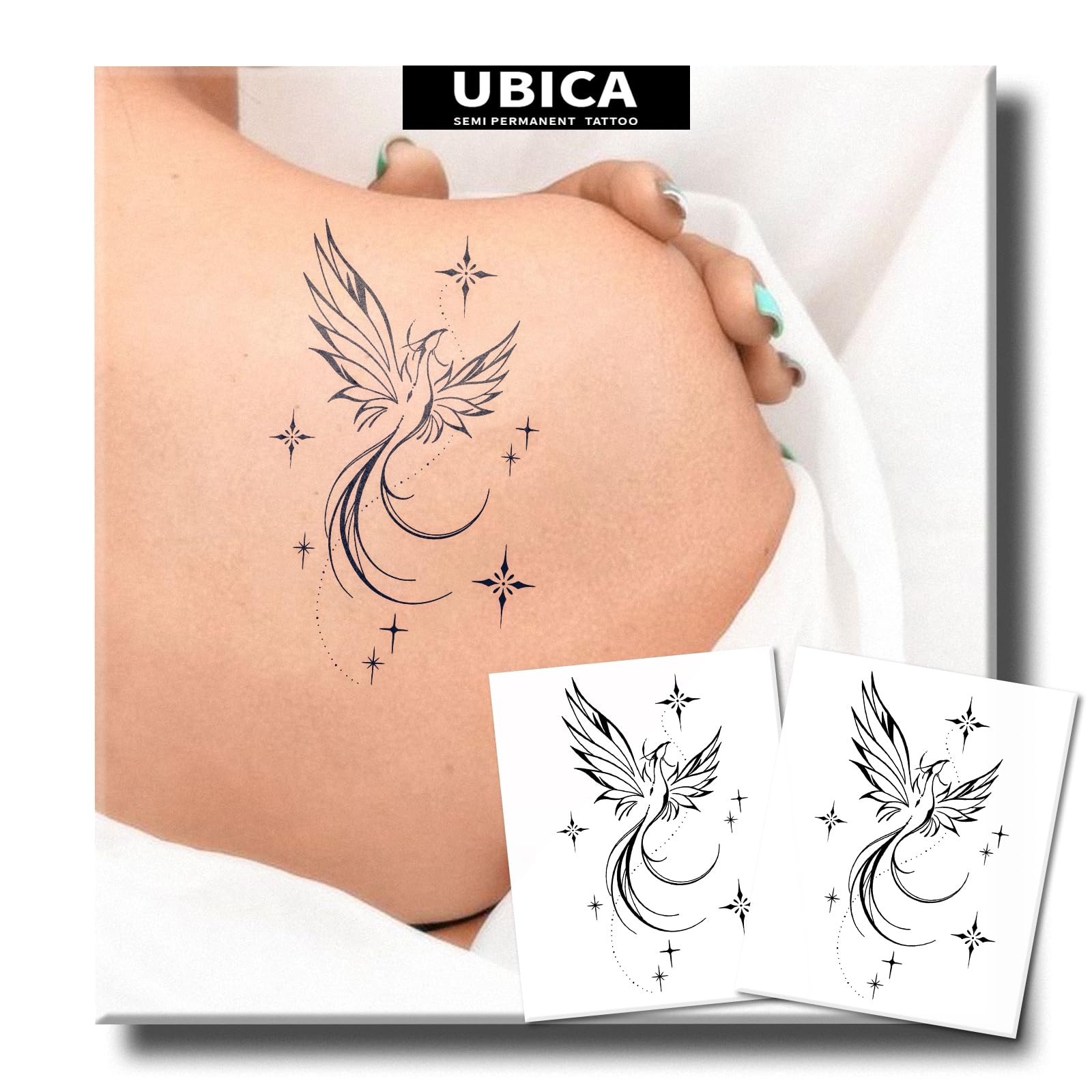 UBICA semi permanent tattoo back-arm design 01 for a realistic, long-lasting look.