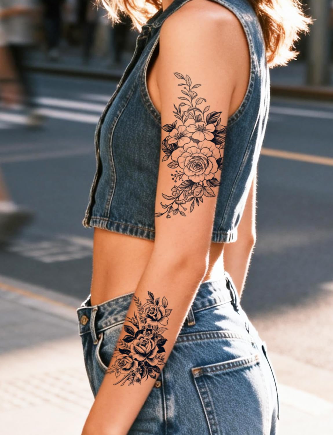 UBICA calves floral rose tattoo design ideal for leg accents
