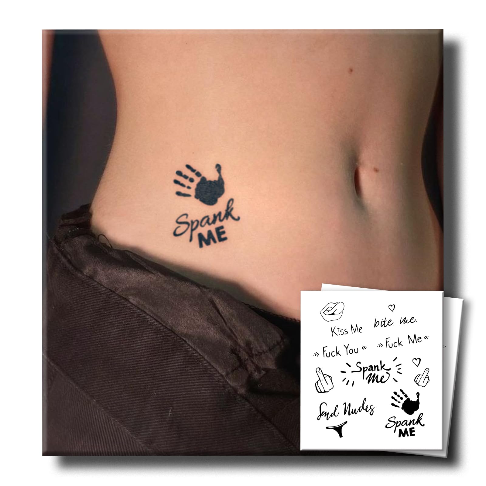 UBICA Spank Me tattoo on skin, water-resistant and long-lasting.