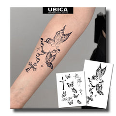 UBICA Tattoo Tech butterfly-cross sheet design for stylish temporary body art