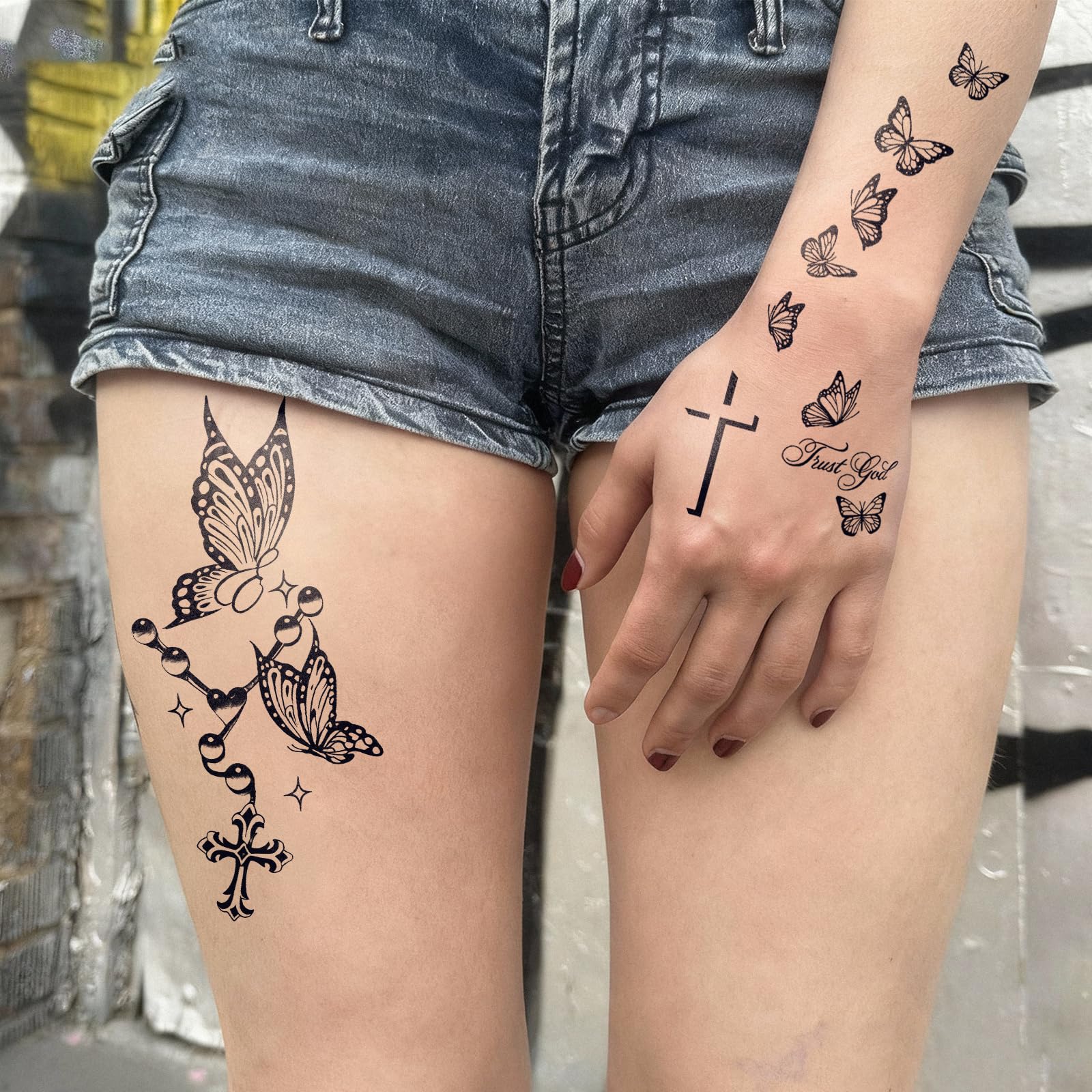 UBICA Tattoo Tech butterfly-cross sheet design 2 for bold arm decoration