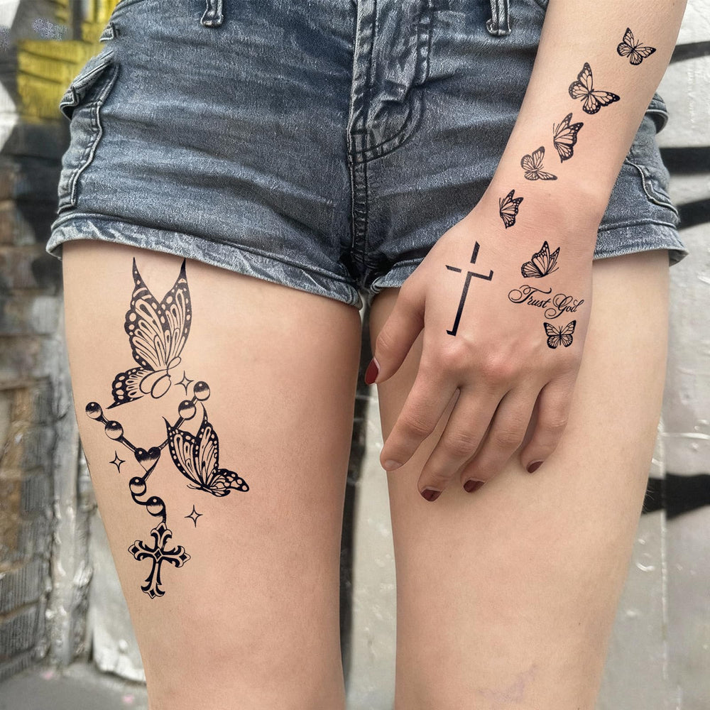 UBICA Tattoo Tech butterfly-cross sheet design 2 for bold arm decoration