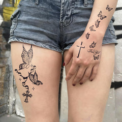 UBICA Tattoo Tech butterfly-cross sheet design 2 for bold arm decoration