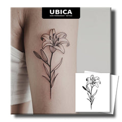 UBICA Tattoo Tech Lily Flower Full Bloom on skin for timeless daily elegance.