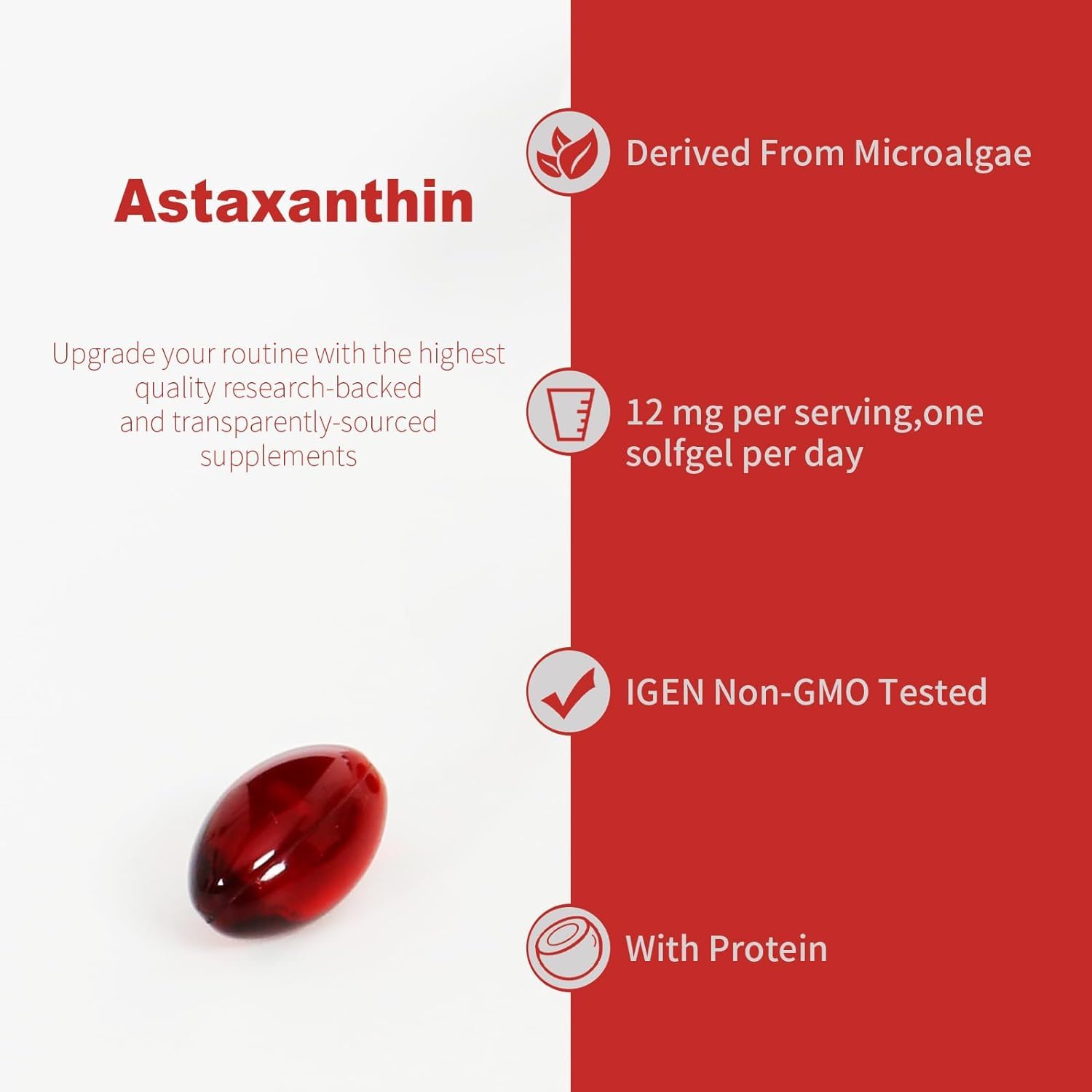 Close-up of ingredient label on Astaxanthin product