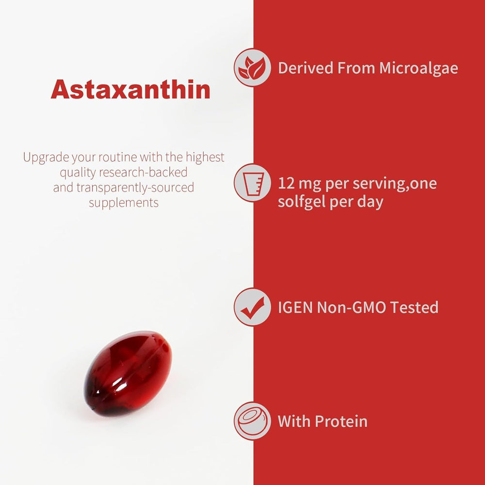 Close-up of ingredient label on Astaxanthin product
