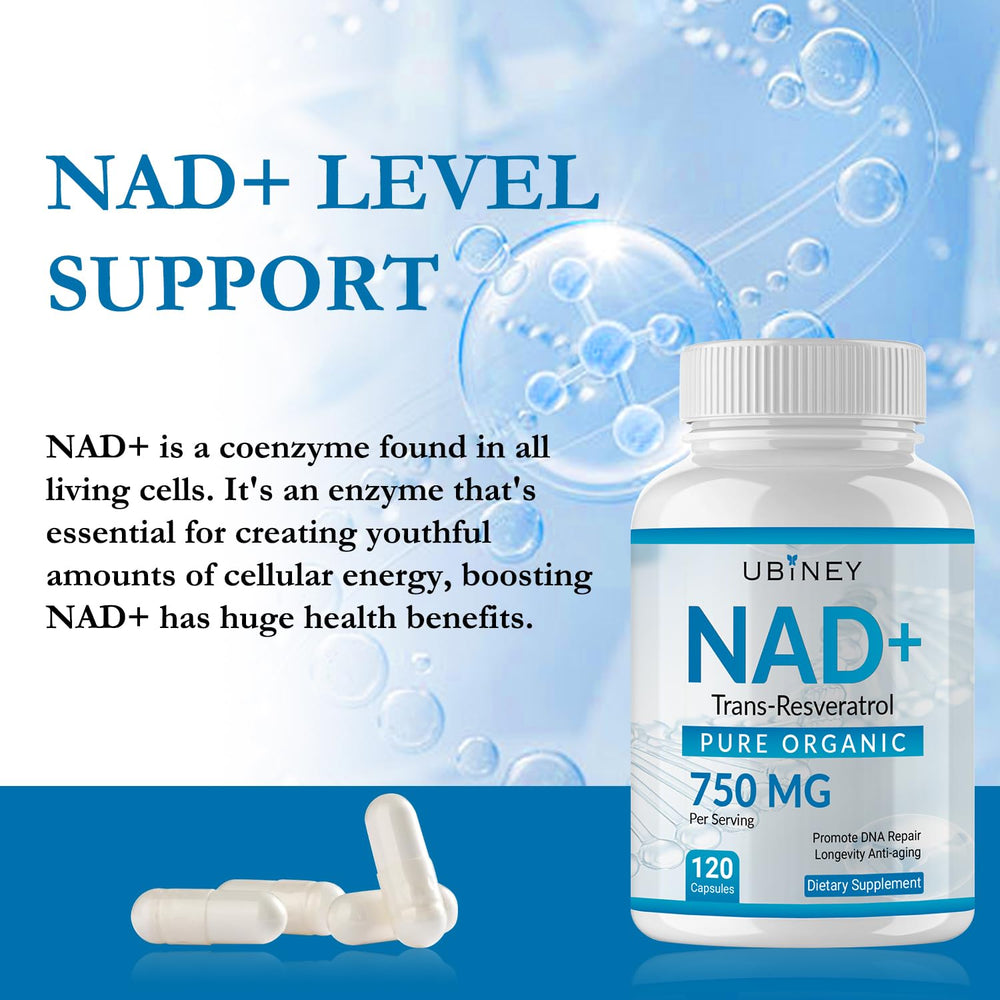 Vegan, non-GMO, gluten-free NAD+ supplement packaging