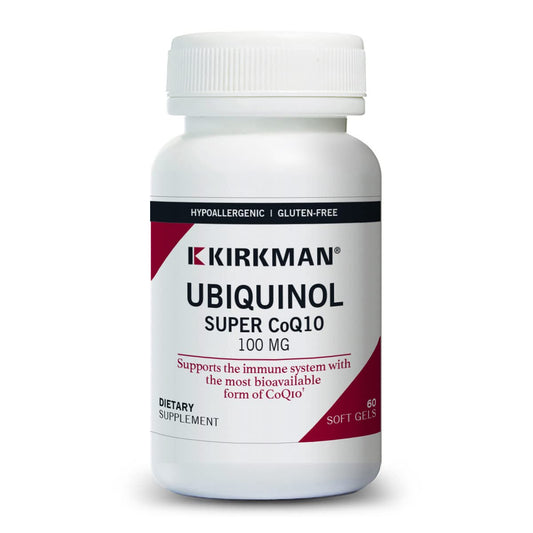Front view of Ubiquinol 100 mg Super CoQ10 bottle