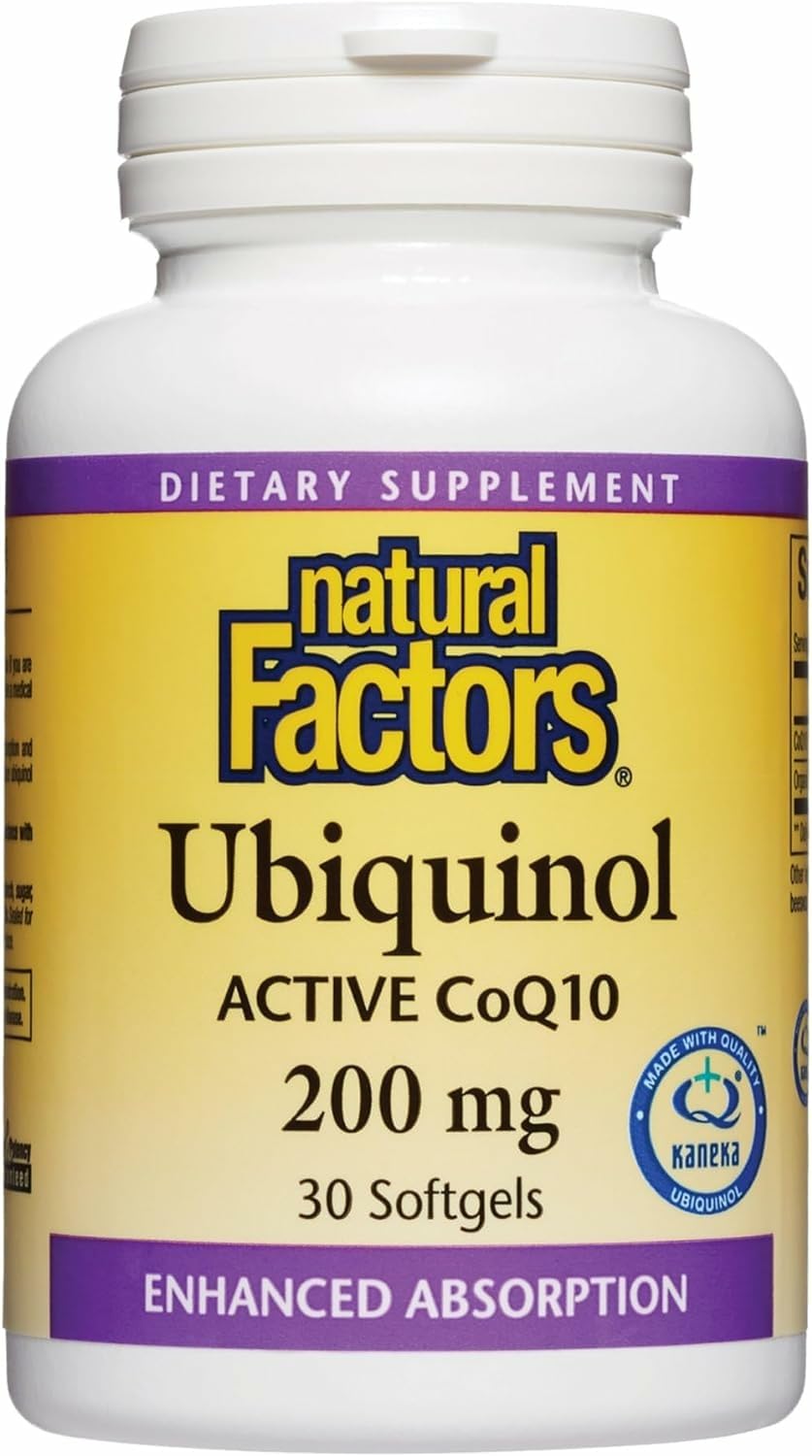 Natural Factors Ubiquinol 200 mg softgels front view