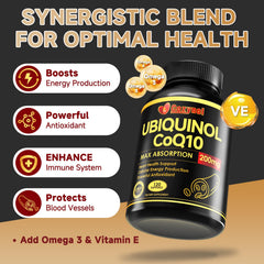 Heart health concept with CoQ10 omega-3 softgels