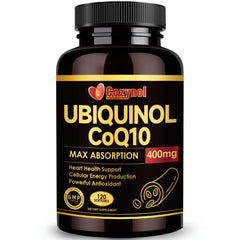 Front view of Ubiquinol CoQ10 400mg Softgels bottle with Vitamin E and Omega-3