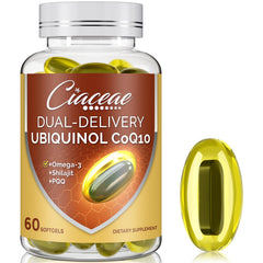 Front view of Ubiquinol CoQ10 600mg Softgels with Omega-3 and Shilajit