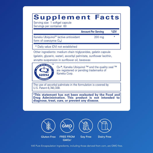 Close-up of Ubiquinol-QH softgel capsules