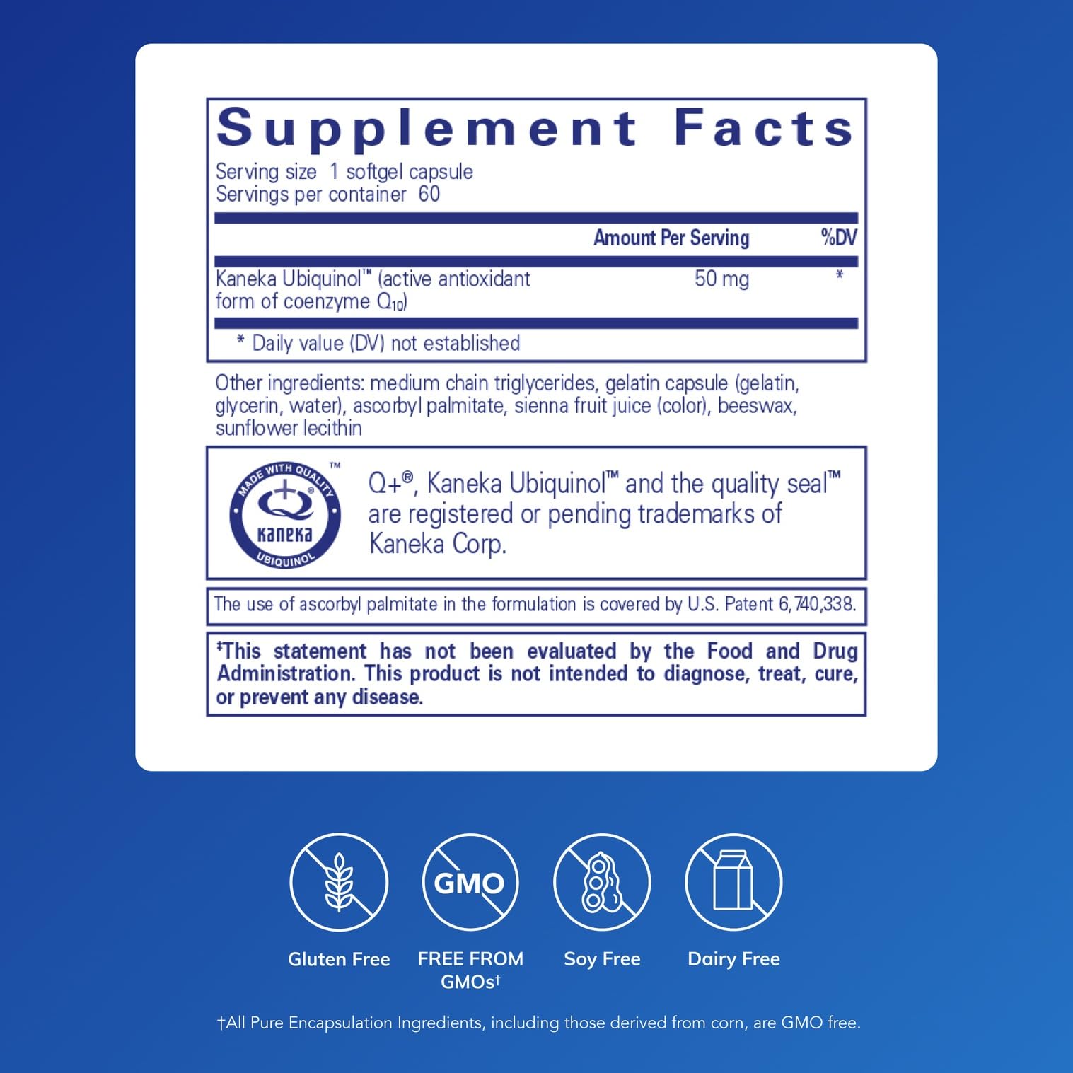 Close-up of Ubiquinol-QH 50 mg softgel capsules