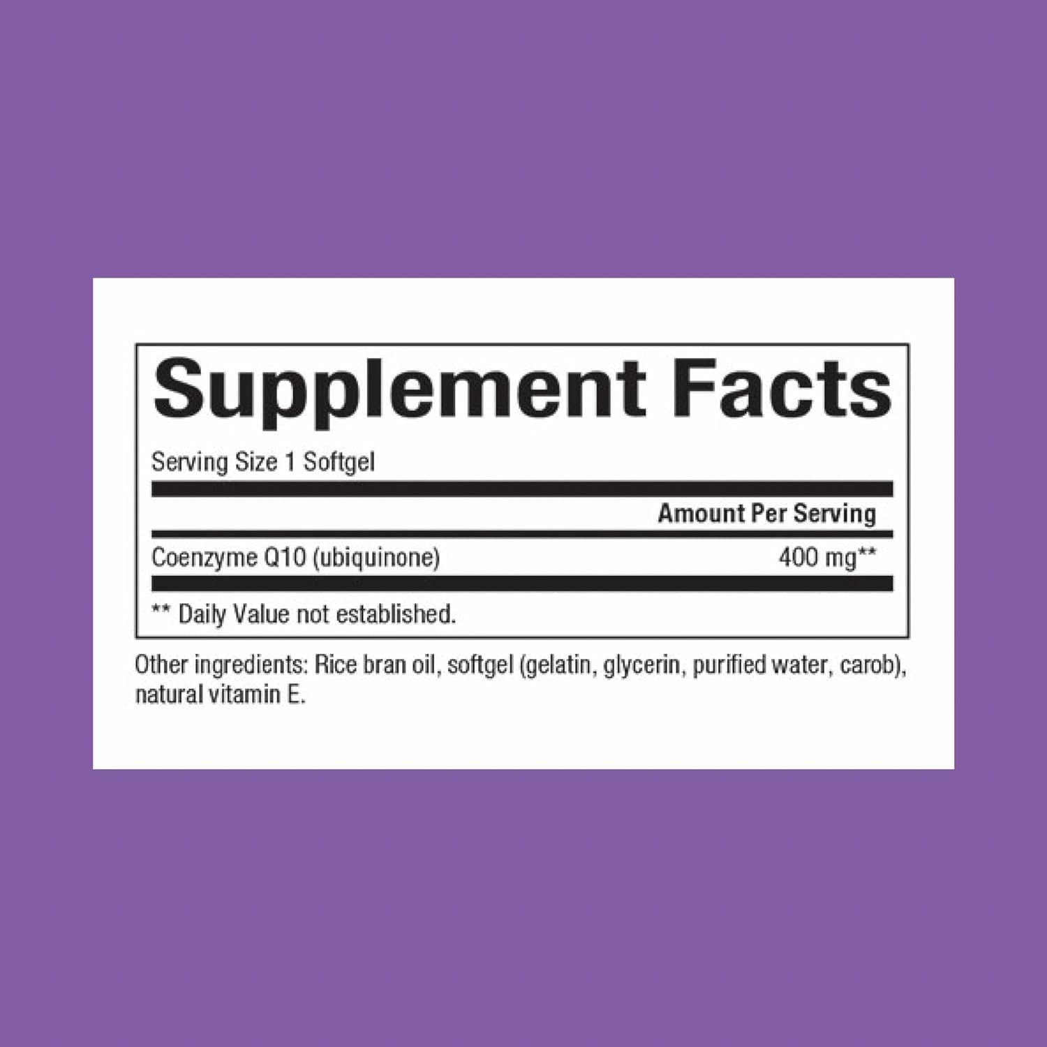 Ubiquinone CoQ10 with rice bran oil ingredient infographic