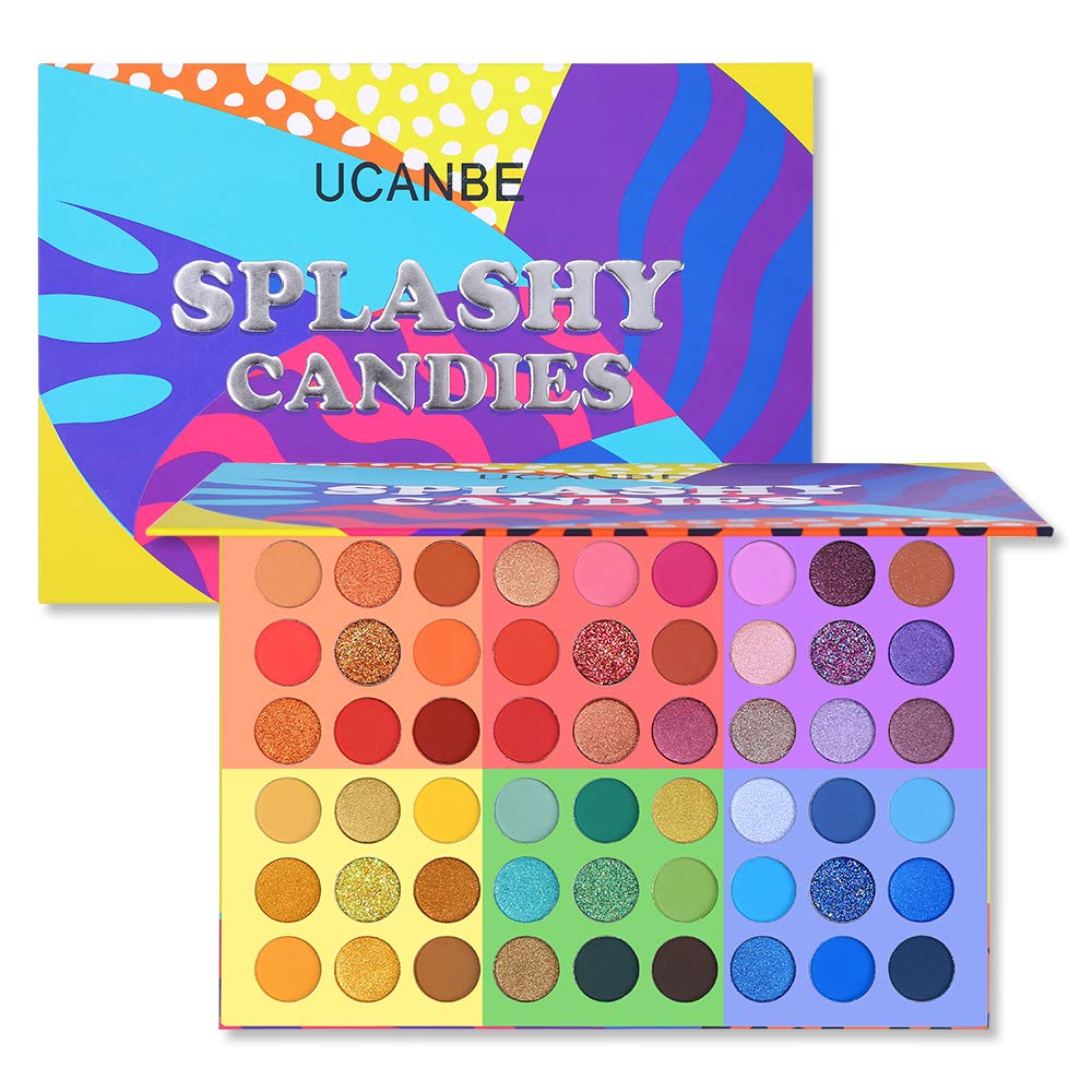 UCANBE 54 Colors Splashy Candies palette cover showcases vibrant packaging for bold eye looks.