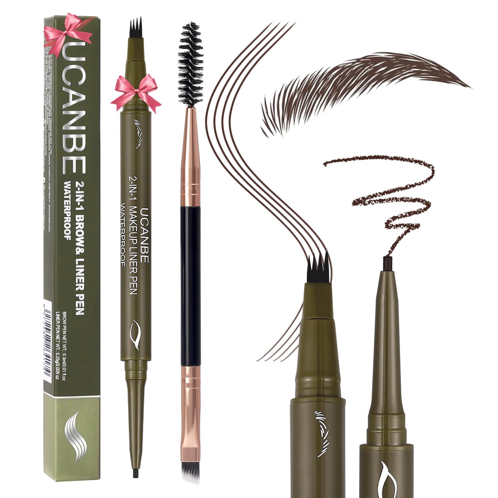 UCANBE Eyebrow Pen with 4-fork tip for precise hair-like strokes
