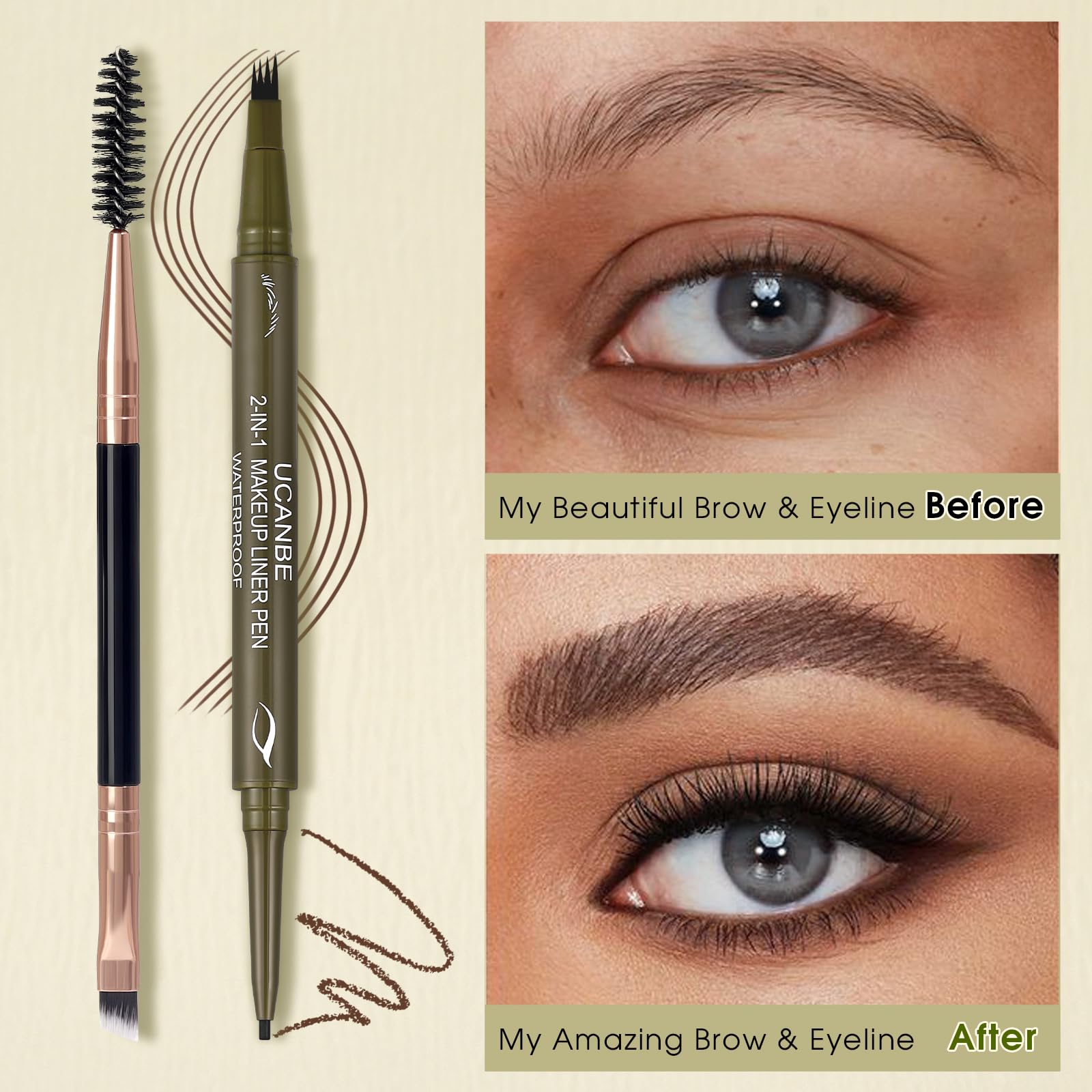 UCANBE gel eyeliner pencil adds precise, subtle lines for defined eyes.