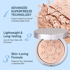 UCANBEMAKEUP SuperFreeze finish on skin shows pore-blurring effect