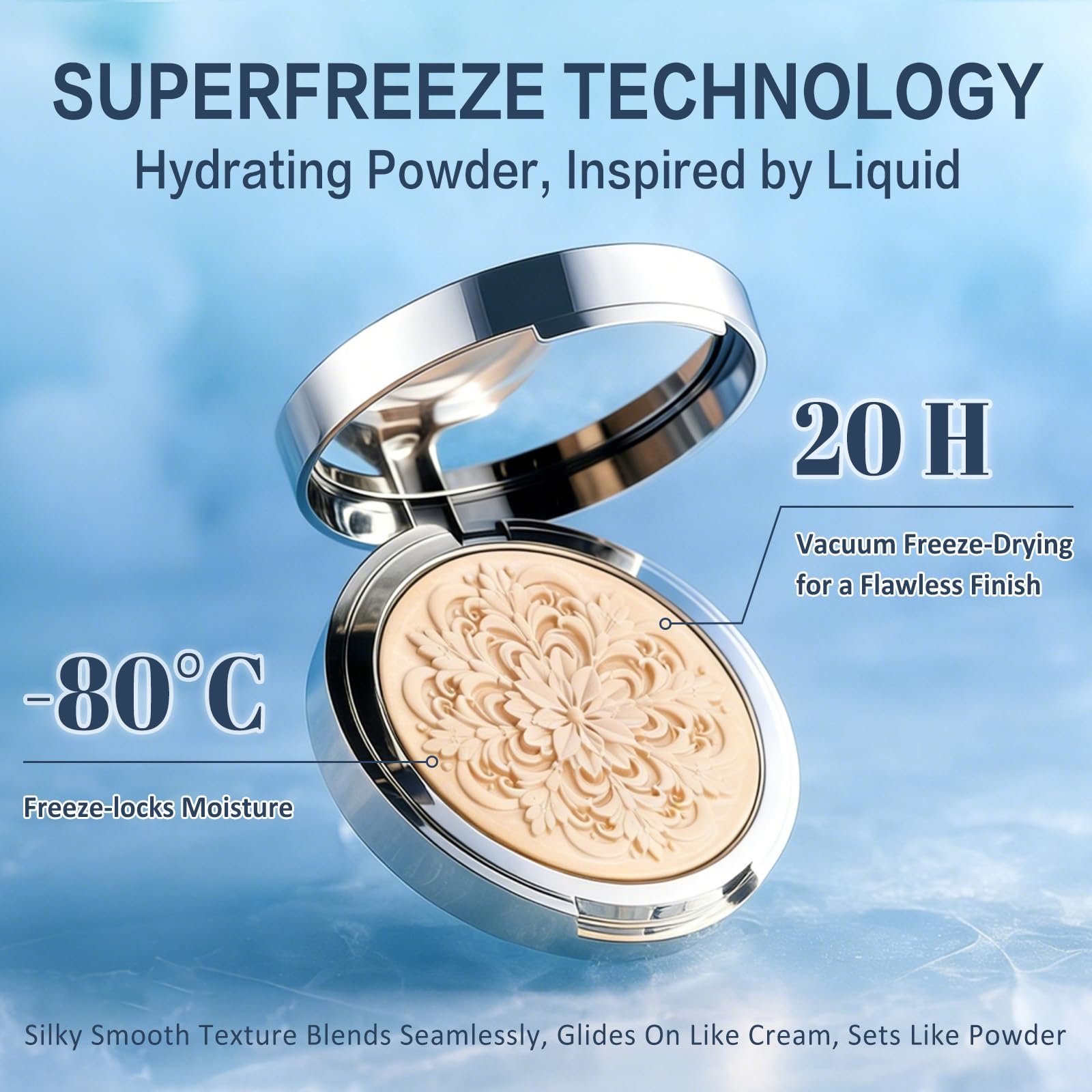 UCANBEMAKEUP SuperFreeze pressed powder pan close-up highlights texture