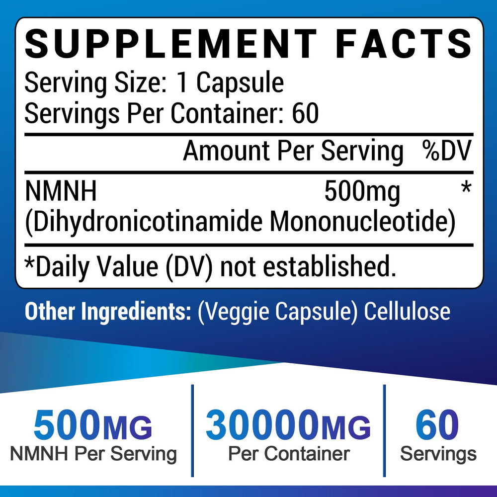 Close-up of NMNH label on bottle