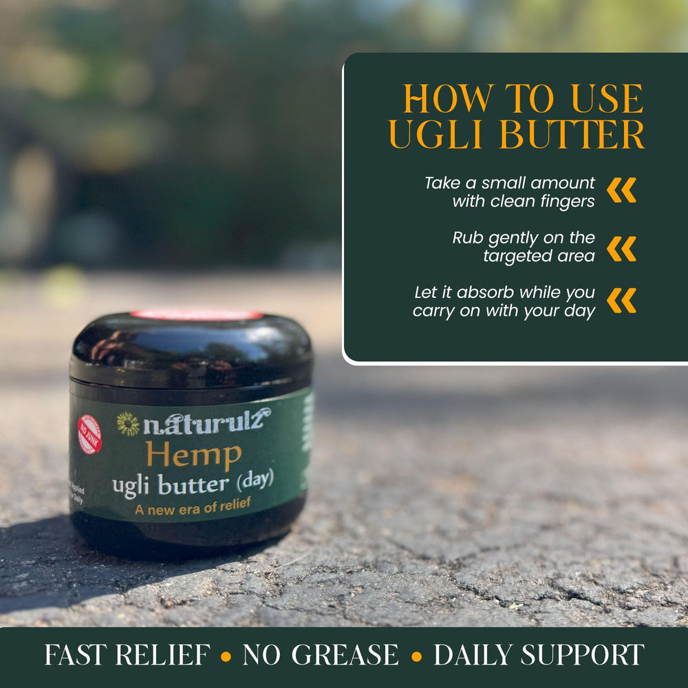 Ugli Butter Daytime Hemp branding and 4oz packaging