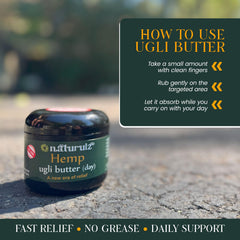 Ugli Butter Daytime Hemp branding and 4oz packaging