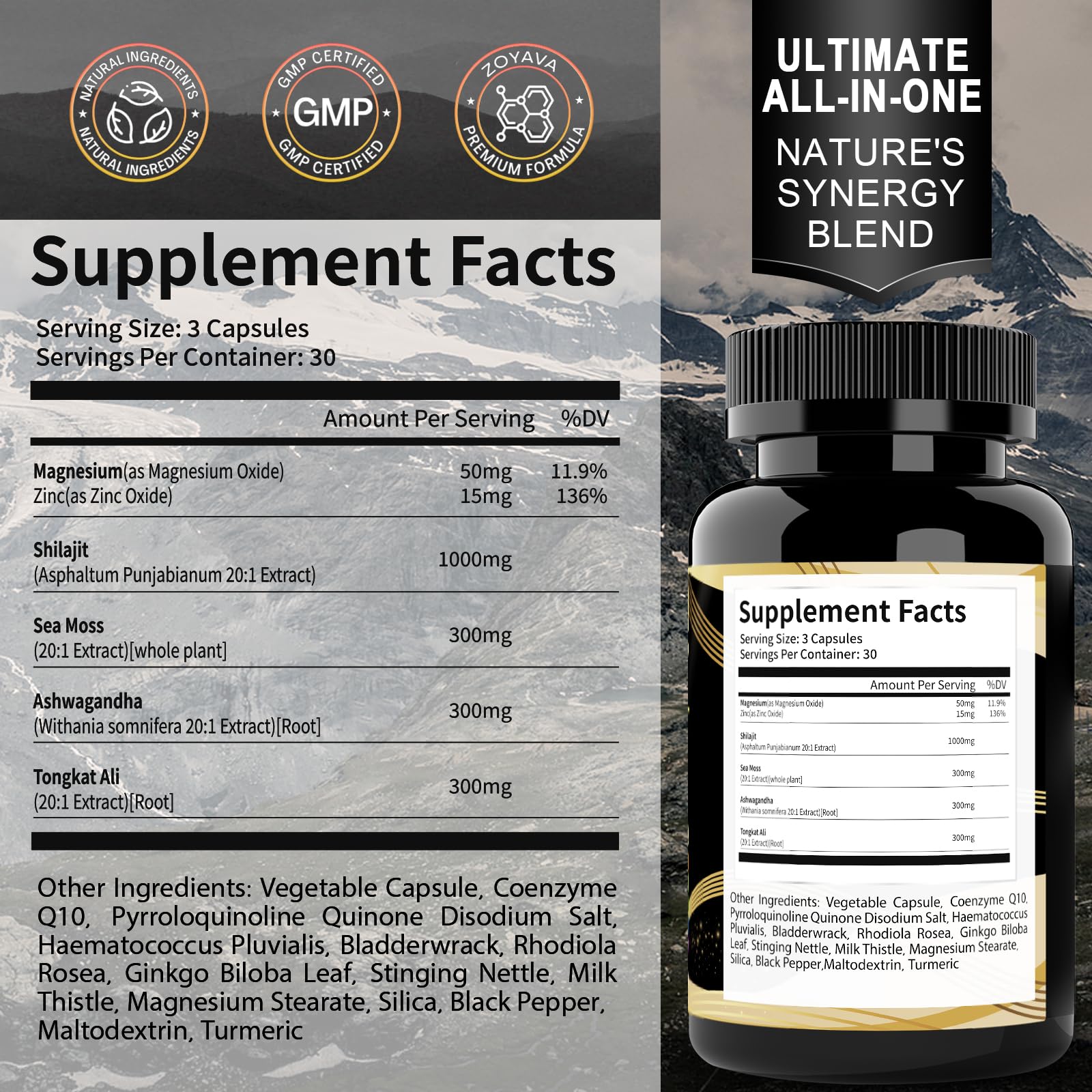 Close-up of pure fulvic acid Shilajit capsules