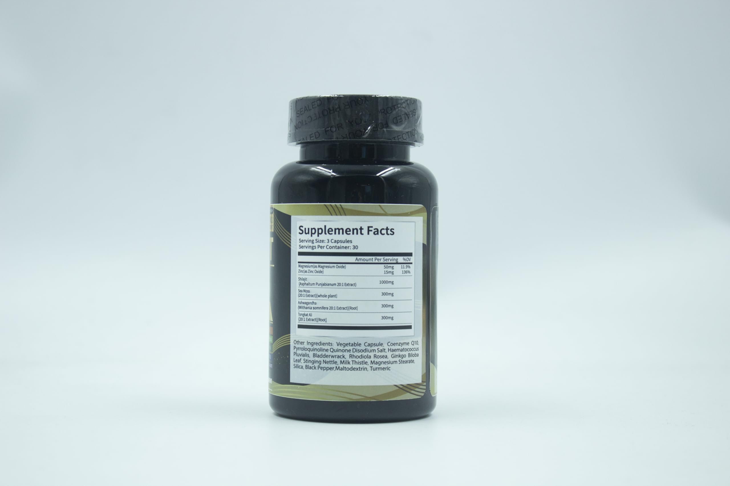 Sea moss and Ashwagandha in natural setting with Shilajit
