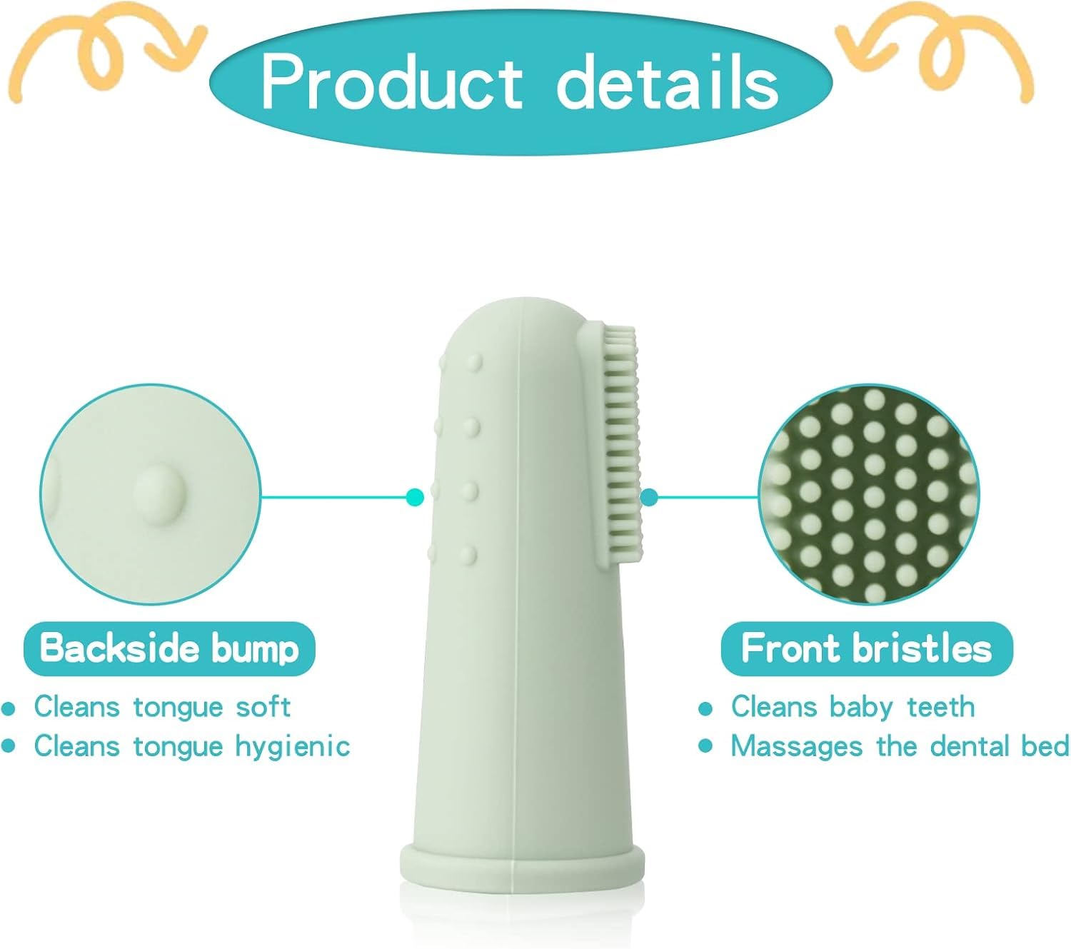 Two soft finger toothbrushes included in the kit