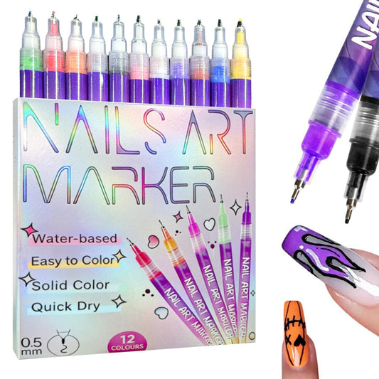 UKM 12 colors nail art pens set for vibrant DIY nails