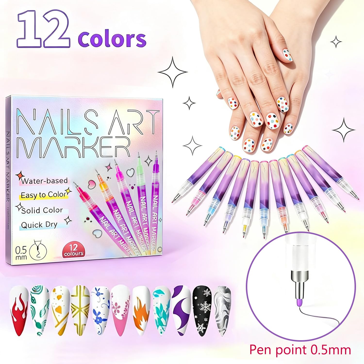 UKM quick-dry nail art pens for neat home manicures