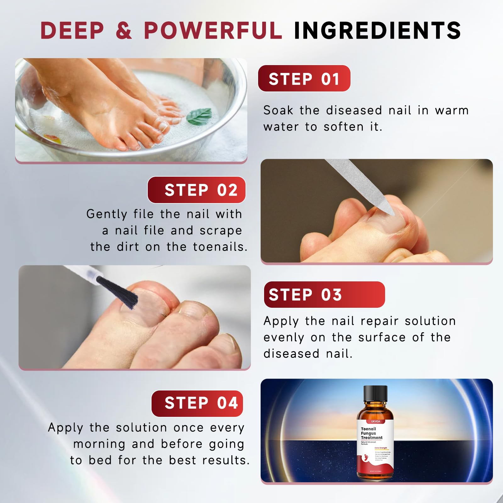UKVOA safe, natural extracts provide gentle nail and skin care experience.