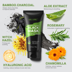 Texture du masque charbon Ulluxe prête à adhérer à la peau.
