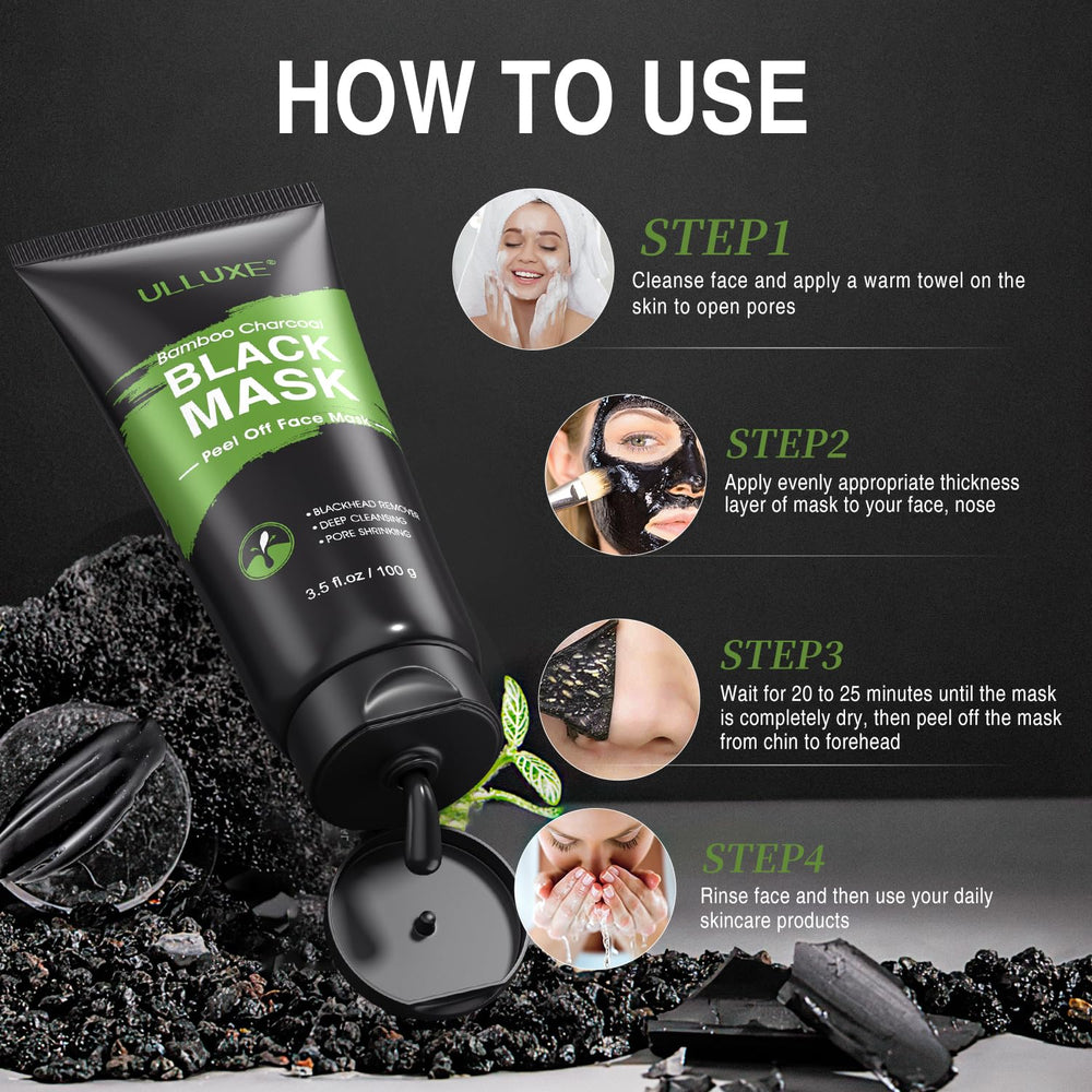 Utilisation du masque charbon Ulluxe, routine visage quotidienne.