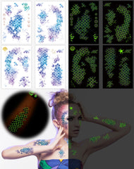 Ulmisfee mermaid-scale tattoos sheet 2 vibrant colors for bold party looks