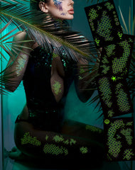Ulmisfee mermaid-scale tattoos sheet 4 glow in the dark accents for night events