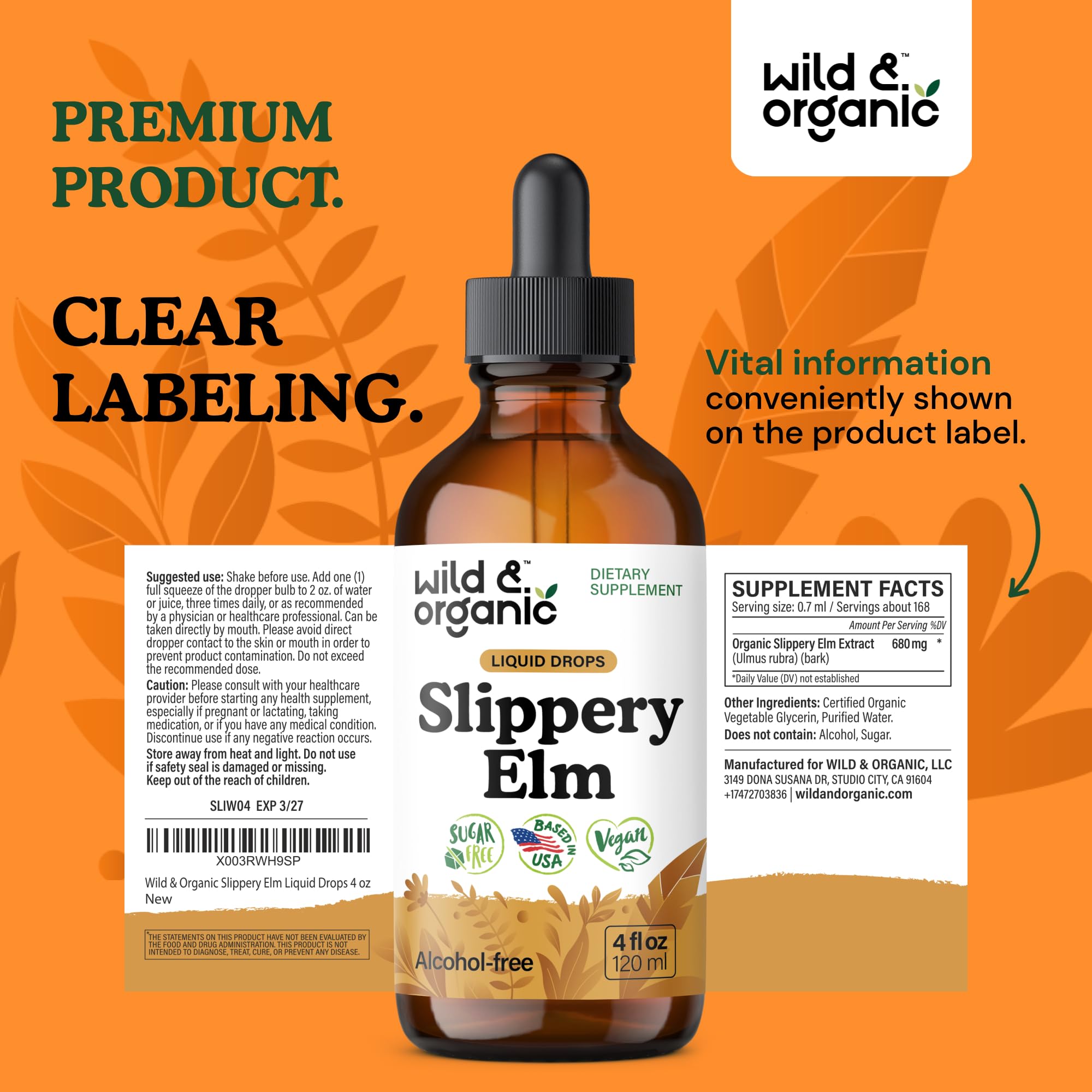 Ulmus rubra slippery elm supplement packaging