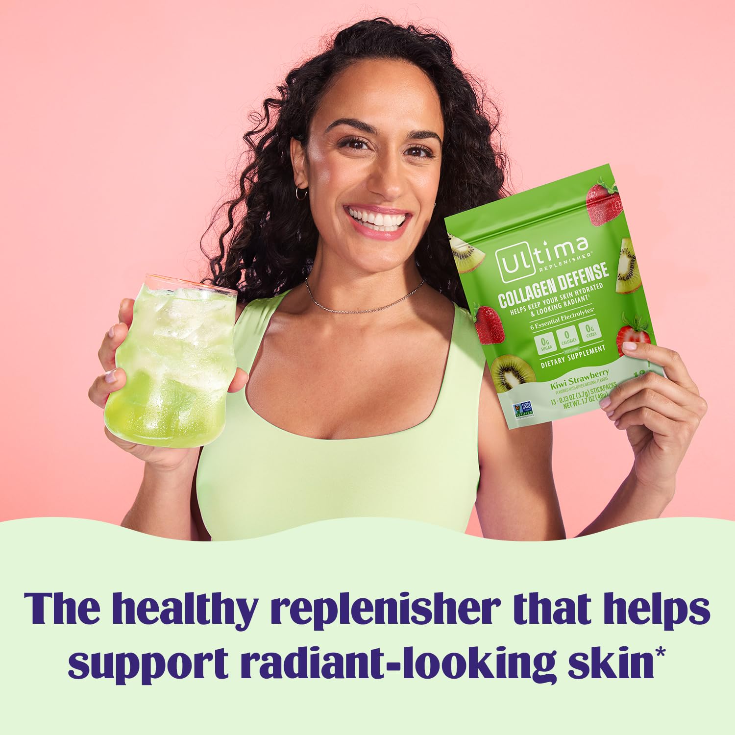 Kiwi Strawberry flavor close-up highlighting Dermaval and Biotin