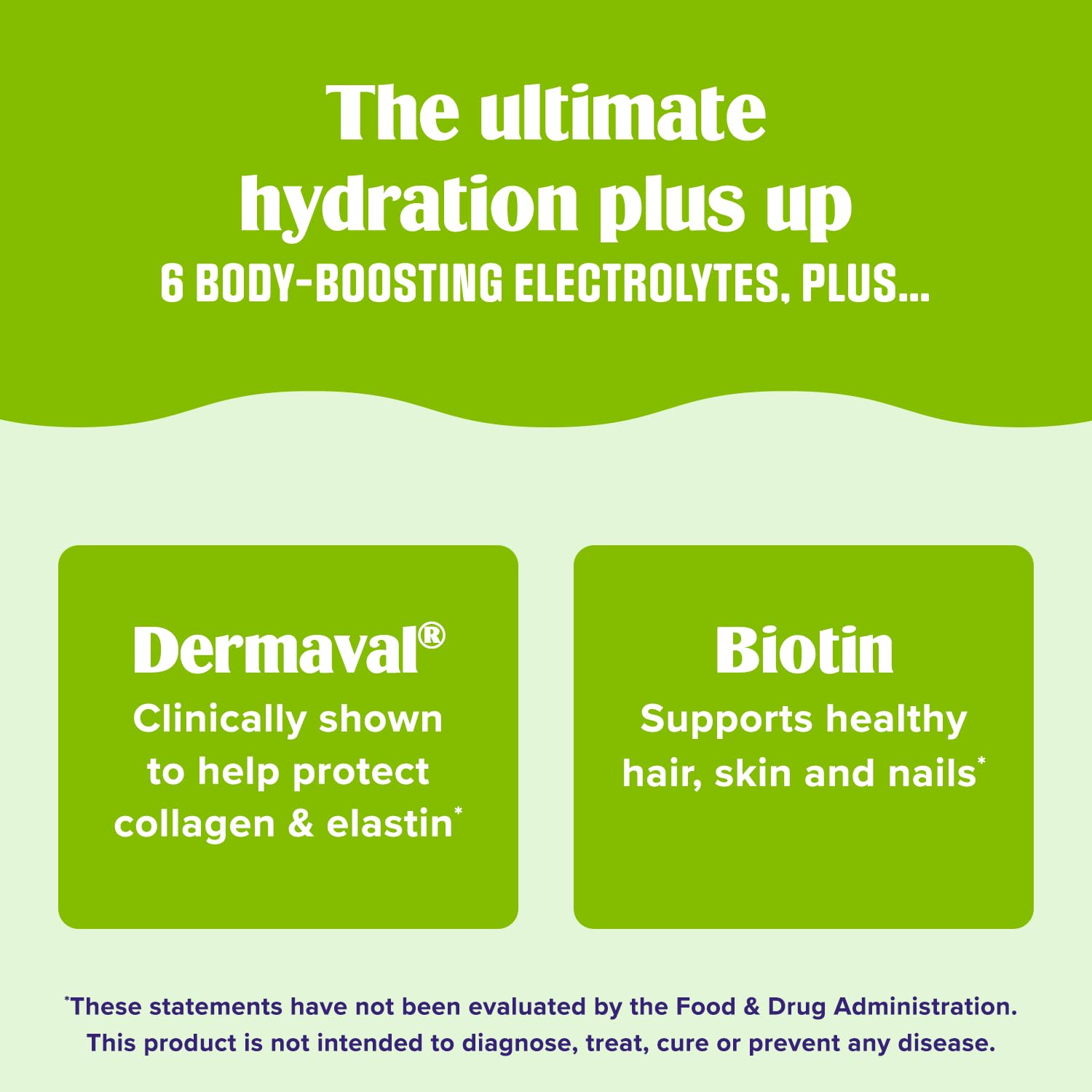 Dermaval and Biotin ingredients in Ultima Collagen Defense electrolytes