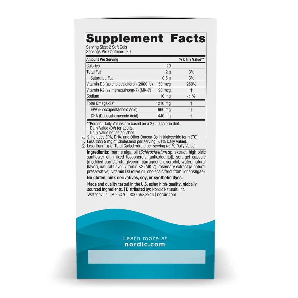 Algae-based Omega-3s with EPA and DHA per serving