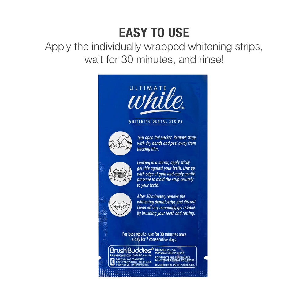 Packaging of Ultimate White Teeth Whitening Strips 6-pack