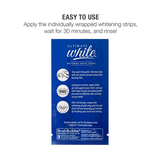 Packaging of Ultimate White Teeth Whitening Strips 6-pack