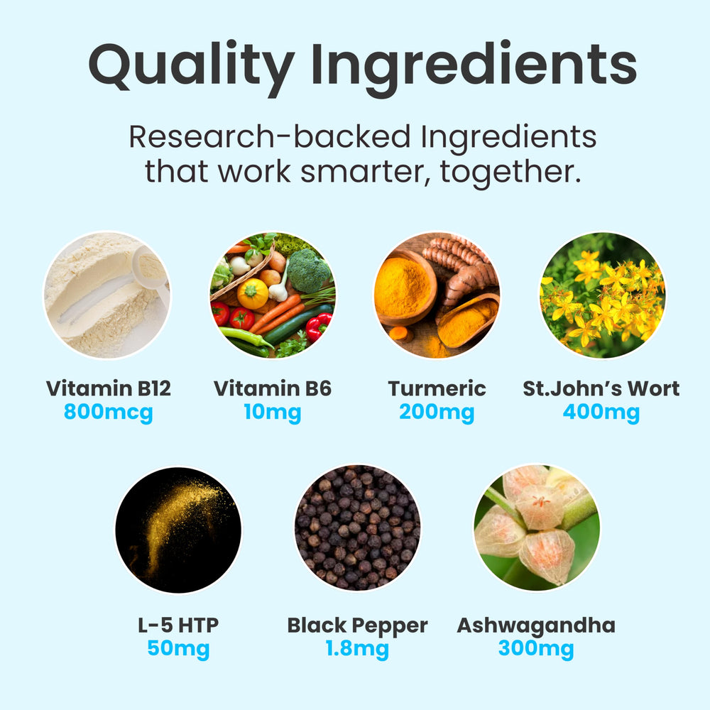 5-HTP and mood support concept visuals
