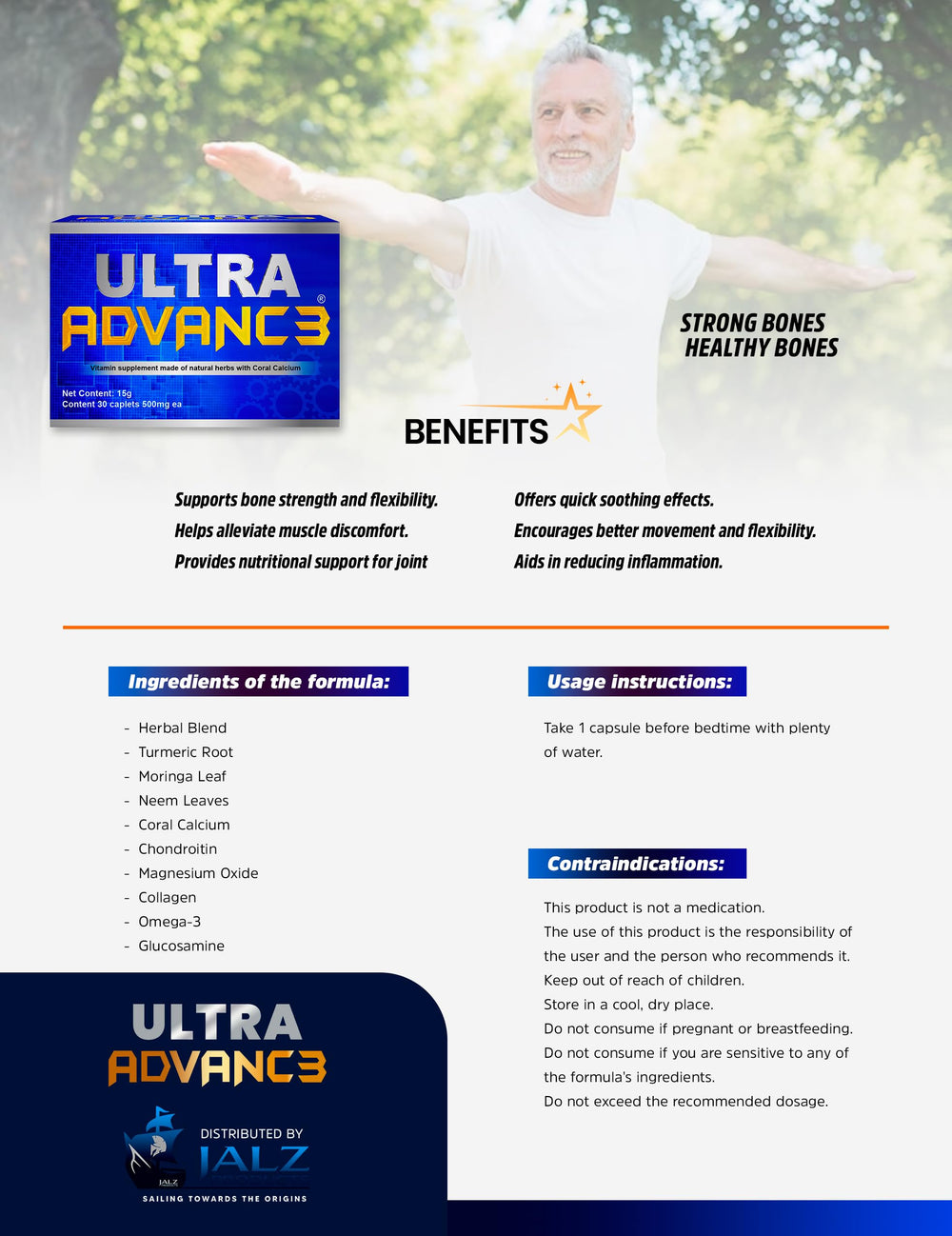 Ultra Advance 3 Original Blue capsules in bottle