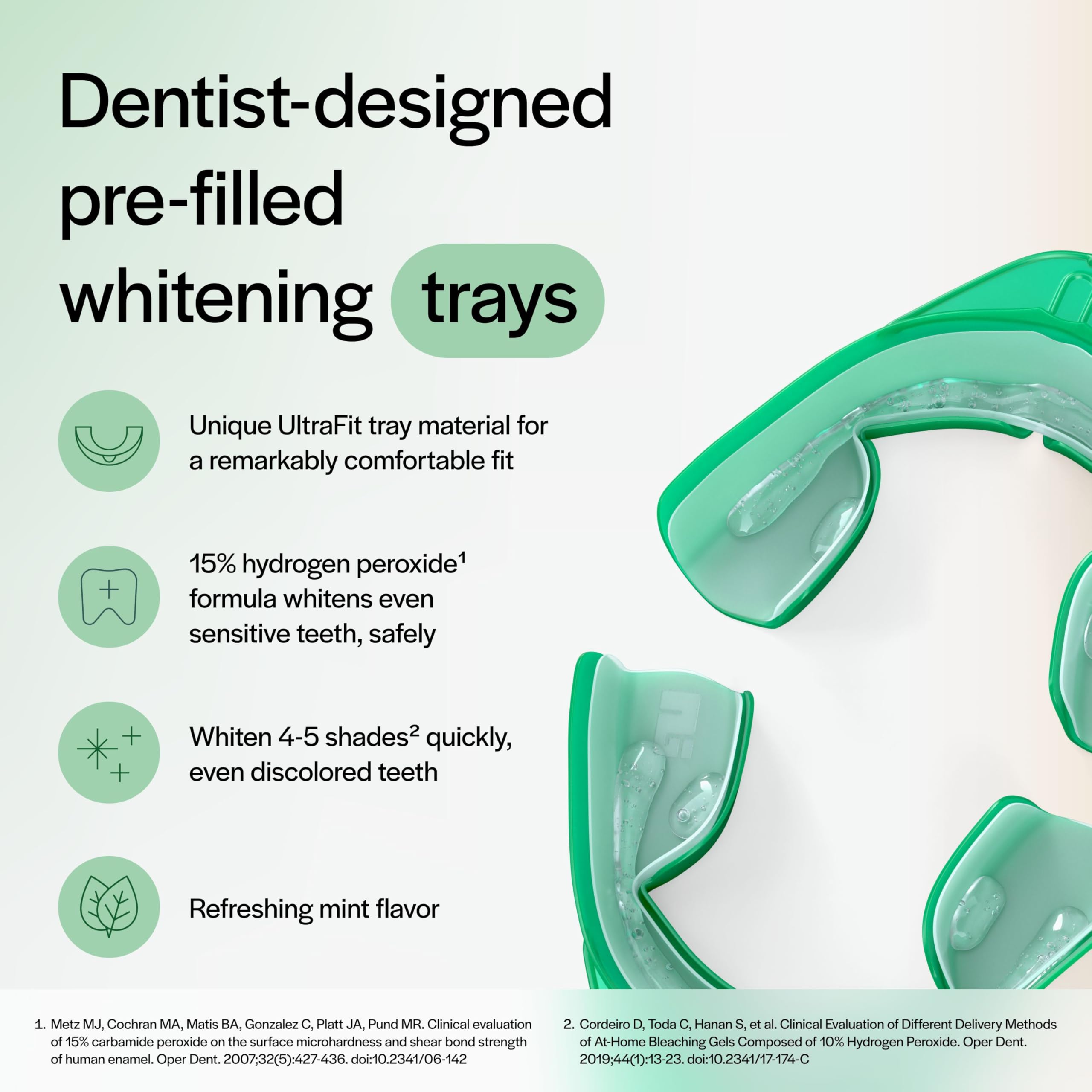 Close-up of UltraFit whitening tray conforming to a smile
