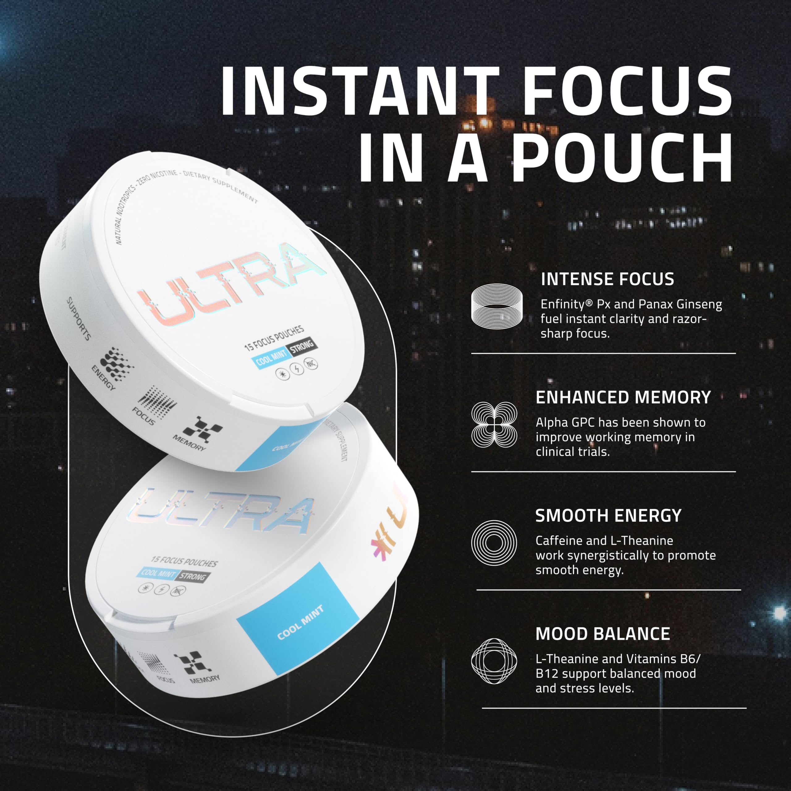 Ultra Pouches Wintergreen can with refreshing scent for caffeine-free energy