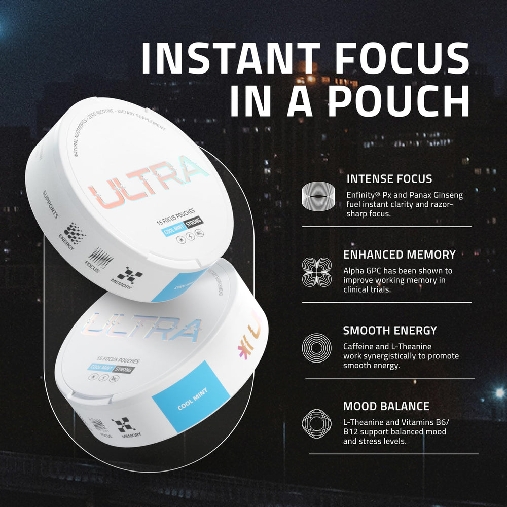 Ultra Pouches Wintergreen can with refreshing scent for caffeine-free energy